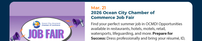 Mar. 21• 2026 Ocean City Chamber of Commerce Job Fair
